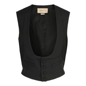 Gucci Wool Tailored Vest Black Mens